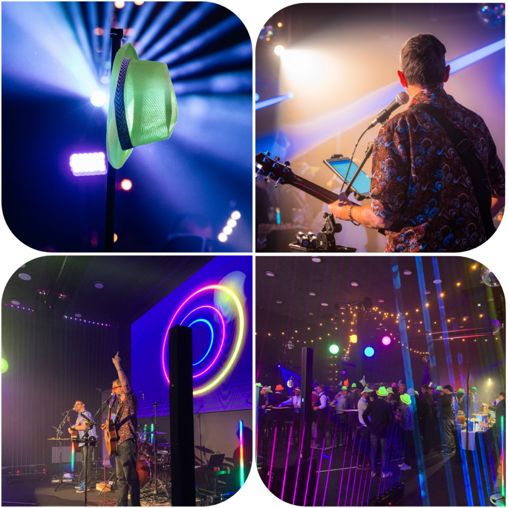 Soirée entreprise - univers fluo disco - scénographie événementielle